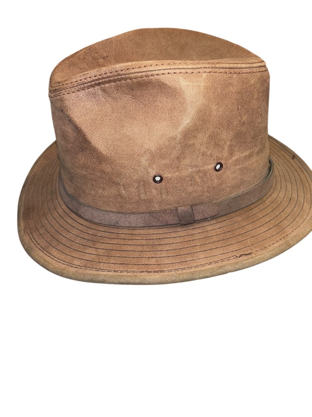 Adventure Bound 100% leather Vintage trilby fedora Indiana Jones hat XL USA